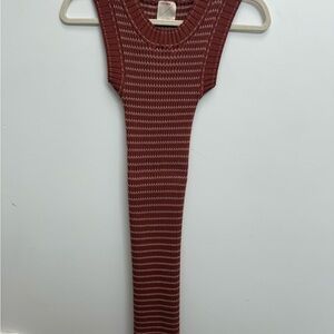 Kerisma Red and White Ribbed Maxi Dress Sleeveless